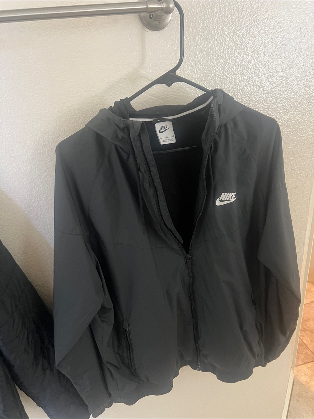 Nike Black Hooded Jacket with White Swoosh